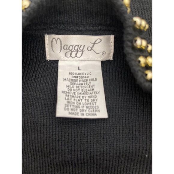 Maggy L Black with Gold detail Merino Blend Sweater Dress Size L - Picture 7 of 7